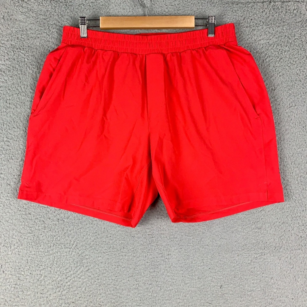 Lululemon Channel Cross Swim Shorts Men's XL Spicy Red 7 Inch Lined Trunks Beach - Picture 2 of 11